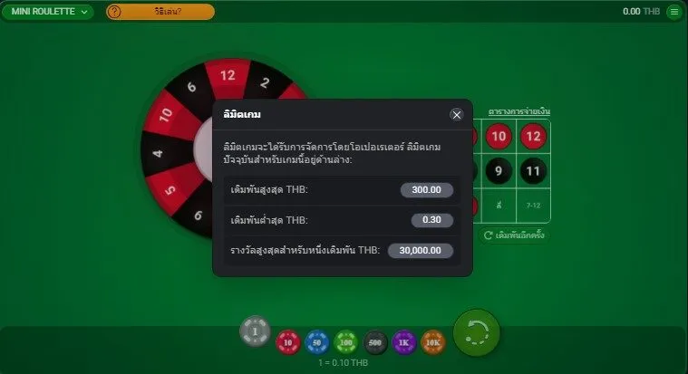 ขั้นตอนการเดิมพัน Mini Roulette Soibet 